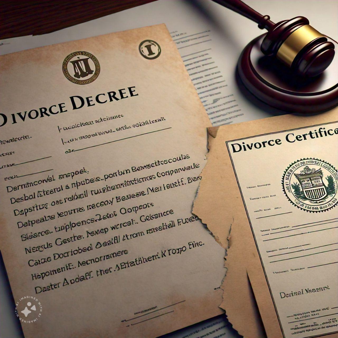 Divorce decree V certificate 